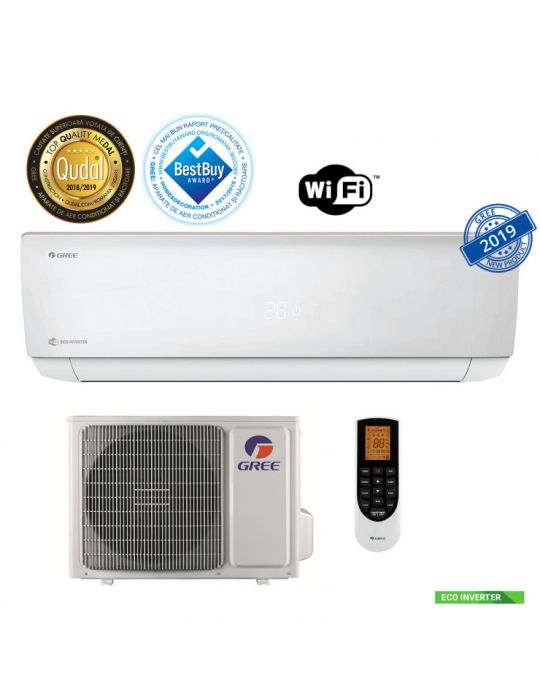 Aparat de aer conditionat Gree Bora A4 Silver R32,Inverter 12000 BTU, Clasa A++, G10 Inverter,Turbo, Auto-diagnoza, Wi-FI Gree -